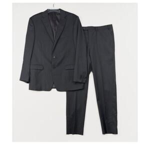 Mens gray Pinstripe 2 Piece Suit Jacket & Pants